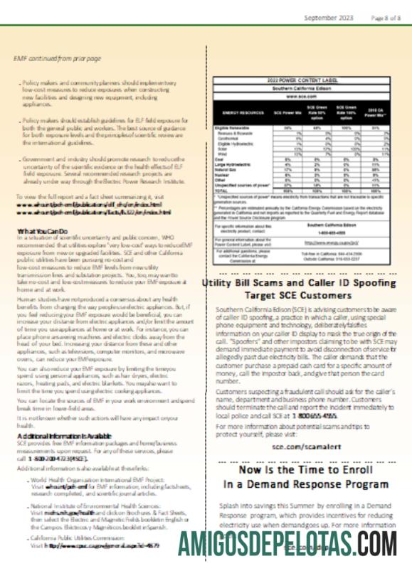 Projeto de lei de serviços públicos EDISON do sul da Califórnia, página 8, SCR exemplo real